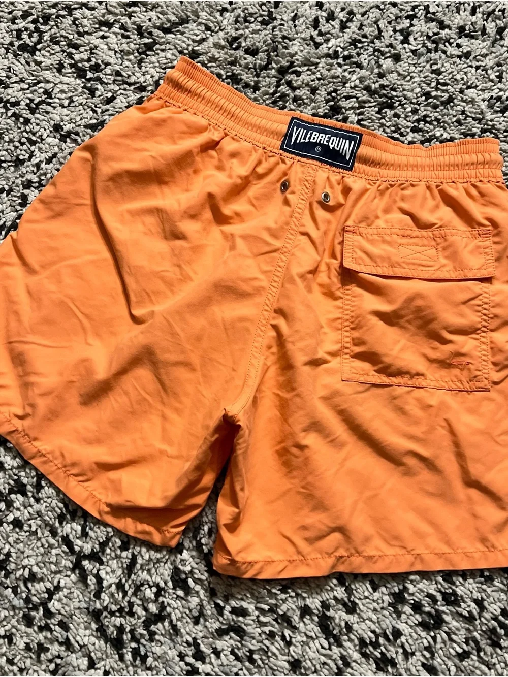 Vilebrequin Men’s Swim Trunk Shorts 5” Inseam Orange Drawstring Stretch Waist